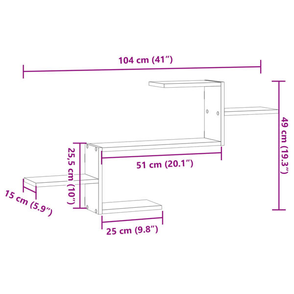 vidaXL Ράφι Τοίχου Λευκό 104x15x49 εκ. από Επεξεργασμένο Ξύλο