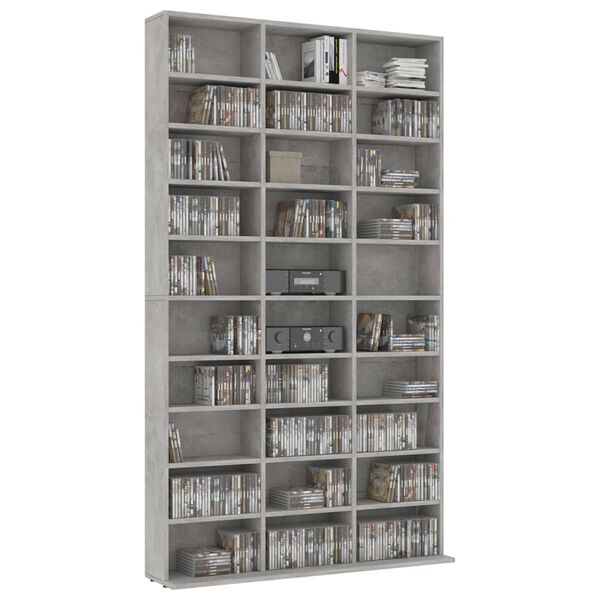 vidaXL Έπιπλο για CD Γκρι Σκυρ. 102x16x177,5εκ. από Επεξεργασμένο Ξύλο