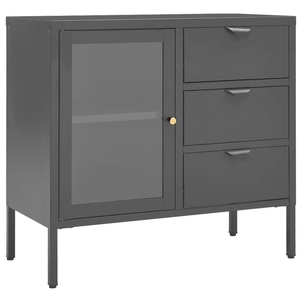 vidaXL Μπουφές Ανθρακί 75 x 35 x 70 εκ. από Ατσάλι και Ψημένο Γυαλί