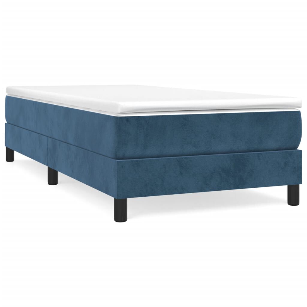 vidaXL Κρεβάτι Boxspring με Στρώμα Σκούρο Μπλε 90x190 εκ. Βελούδινο