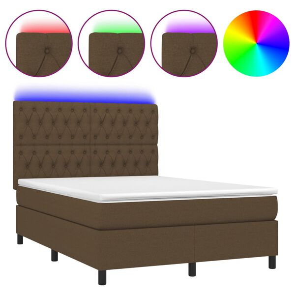 vidaXL &Kappa;&rho;&epsilon;&beta;ά&tau;&iota; Boxspring &mu;&epsilon; &Sigma;&tau;&rho;ώ&mu;&alpha; & LED &Sigma;&kappa;.&Kappa;&alpha;&phi;έ 140x190&epsilon;&kappa;. &Upsilon;&phi;&alpha;&sigma;&mu;ά&tau;&iota;&nu;&omicron;