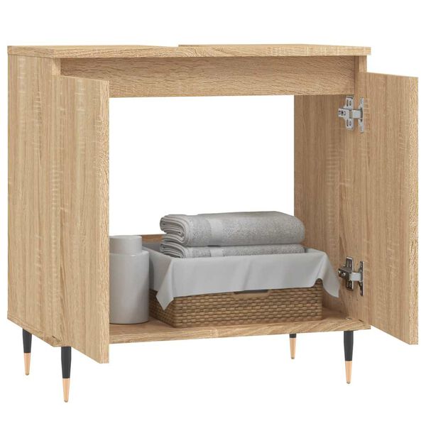 vidaXL Ντουλάπι Μπάνιου Sonoma Δρυς 58 x 33 x 60 εκ. από Επεξεργ. Ξύλο