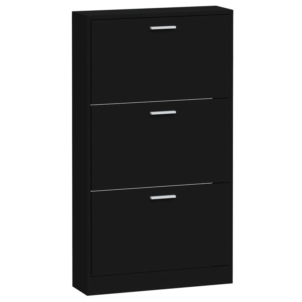 vidaXL Παπουτσοθήκη Μαύρη 59x17x108 εκ. από Επεξεργασμένο Ξύλο