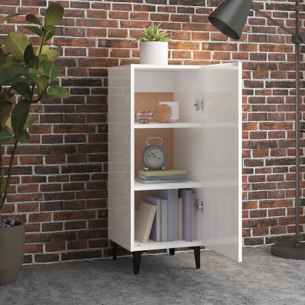 vidaXL Ντουλάπι Γυαλιστερό Λευκό 34,5x34x90 εκ. Επεξεργασμένο Ξύλο