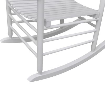 vidaXL Πολυθρόνα Κουνιστή με Καμπυλωτό Κάθισμα Λευκή Ξύλινη