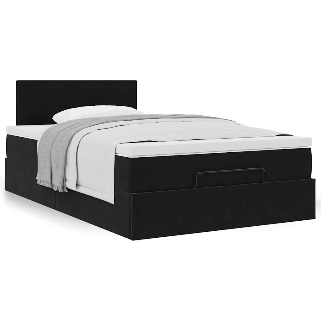 vidaXL Οθωμανικό κρεβάτι με στρώμα Μαύρο 120x200cm Velvet
