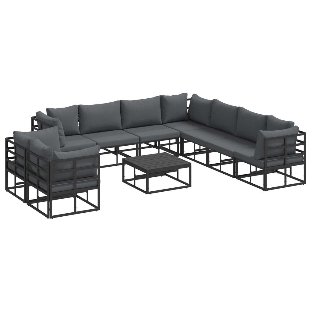 vidaXL Σετ Καναπέ Κήπου 10 pcs Μαύρο 70 x 70 x 32 εκ Αλουμίνιο