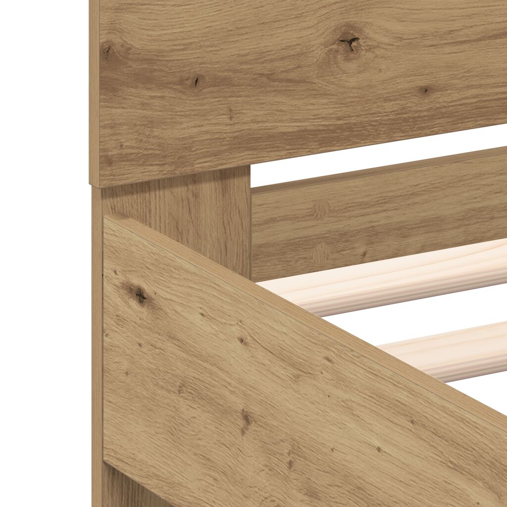 vidaXL Σκελετός Κρεβατιού artisan δρυς 90 x 200 cm Επεξεργασμένο ξύλο
