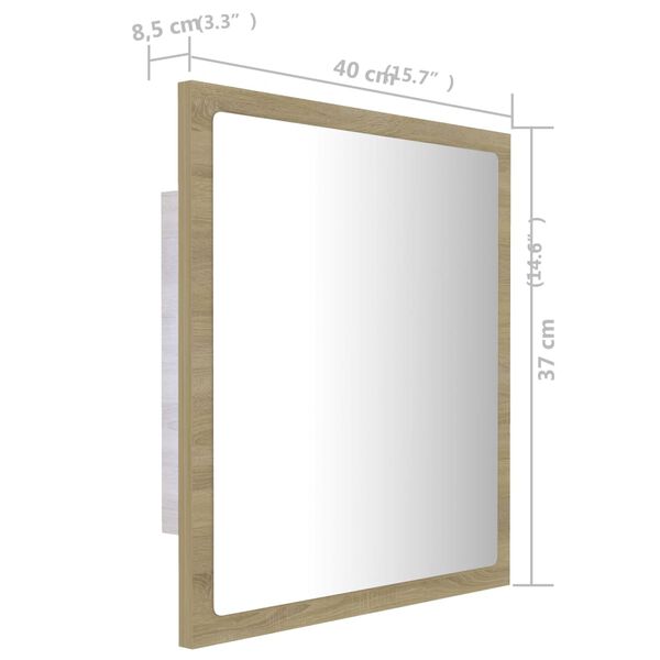 vidaXL Καθρέφτης Μπάνιου με LED Sonoma Δρυς 40x8,5x37 εκ. Ακρυλικός