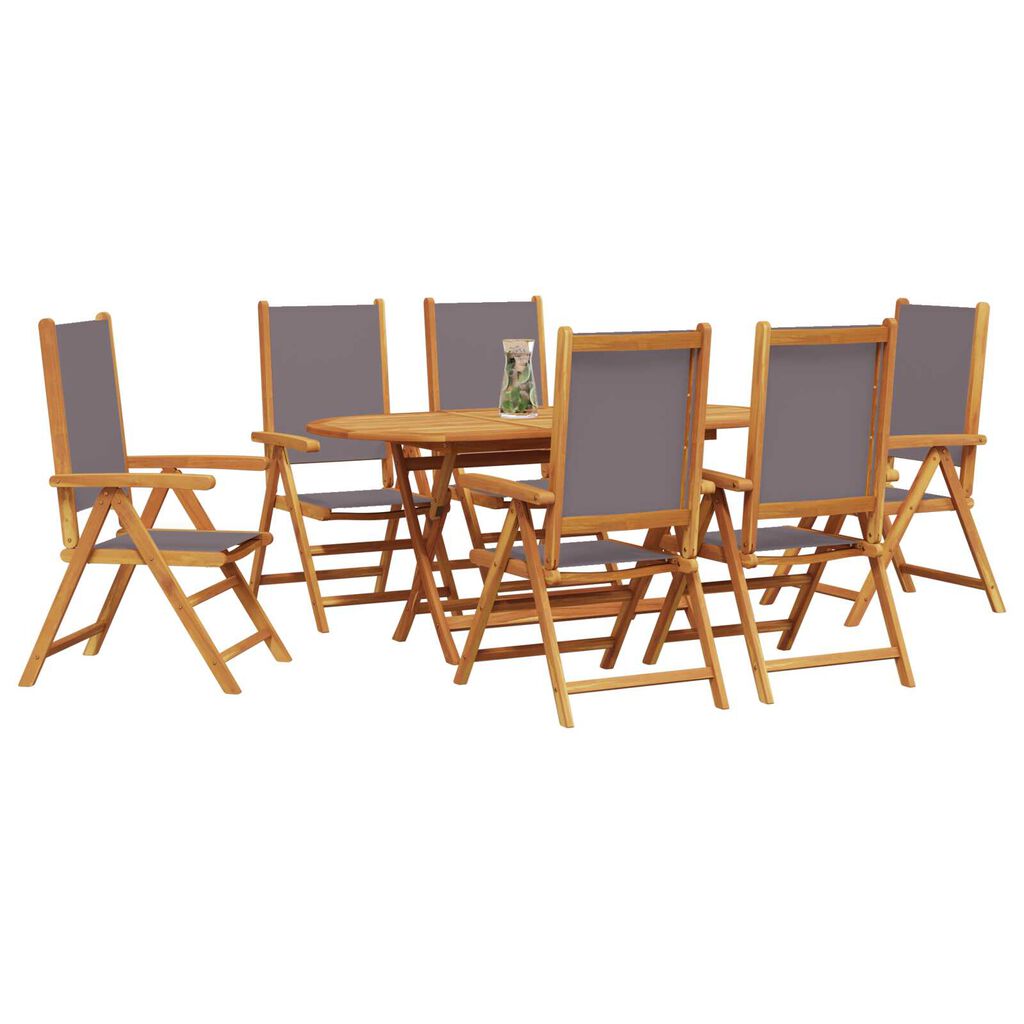 vidaXL Σερβίτσιο Κήπου 7 pcs Ανθρακί 6-Ατόμων Ξύλο, Ύφασμα