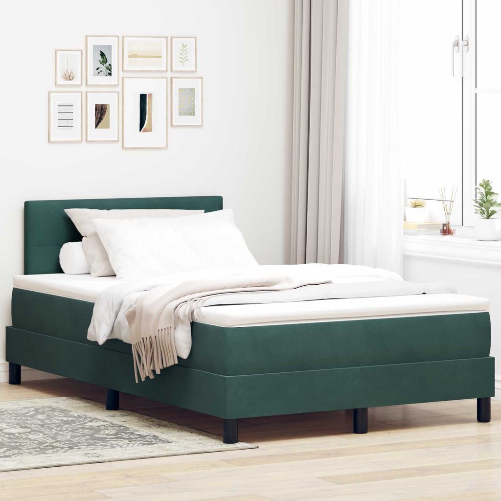 vidaXL Κρεβάτι με ελατήρια Σκούρο πράσινο 120 x 190 cm Βελούδο