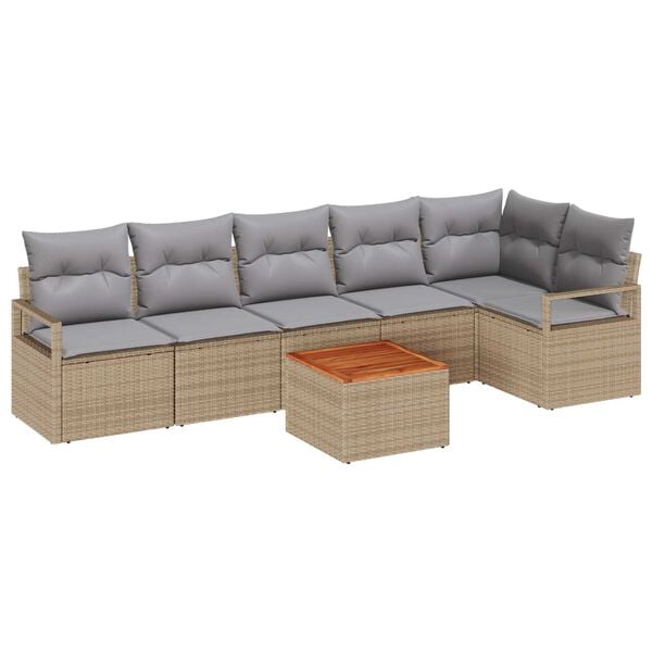 vidaXL Σετ Καναπέ Κήπου 7 pcs μπεζ και ανοιχτό γκρι