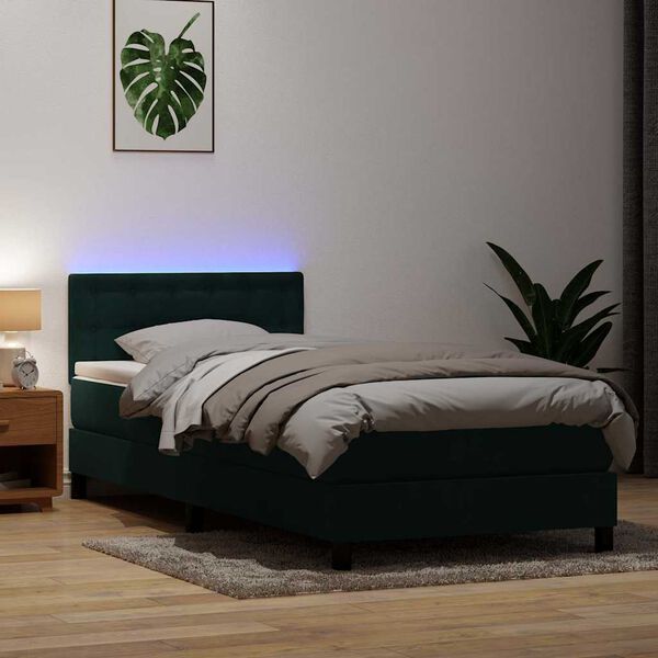 vidaXL &Kappa;&rho;&epsilon;&beta;ά&tau;&iota; Boxspring &mu;&epsilon; &Sigma;&tau;&rho;ώ&mu;&alpha; & LED &sigma;&kappa;&omicron;ύ&rho;&omicron; &pi;&rho;ά&sigma;&iota;&nu;&omicron; 80x220&epsilon;&kappa;. &Beta;&epsilon;&lambda;&omicron;ύ&delta;&iota;&nu;&omicron;