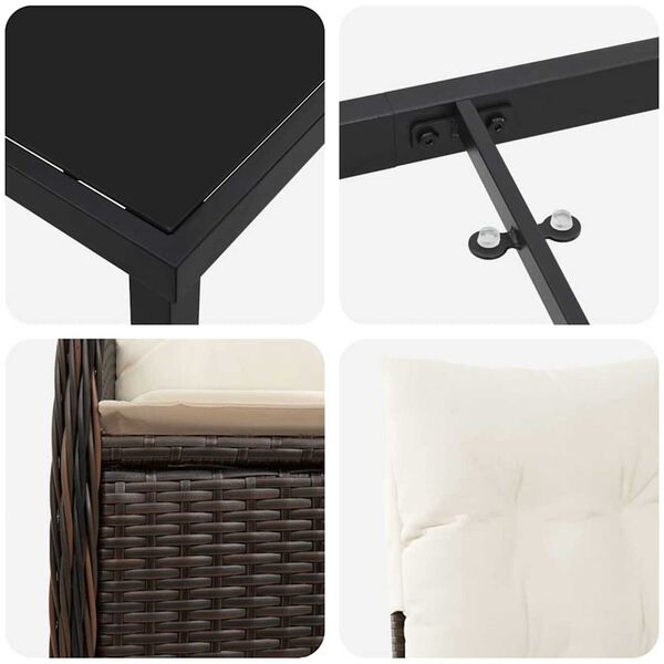 vidaXL Σέτ φαγητού για κήπο με μαξιλάρι 5 pcs Καφέ Πολυ ράταν
