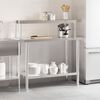 vidaXL Πάγκος Εργασίας Κουζίνας με Ράφι 110x55x120 εκ. Ανοξείδ. Ατσάλι