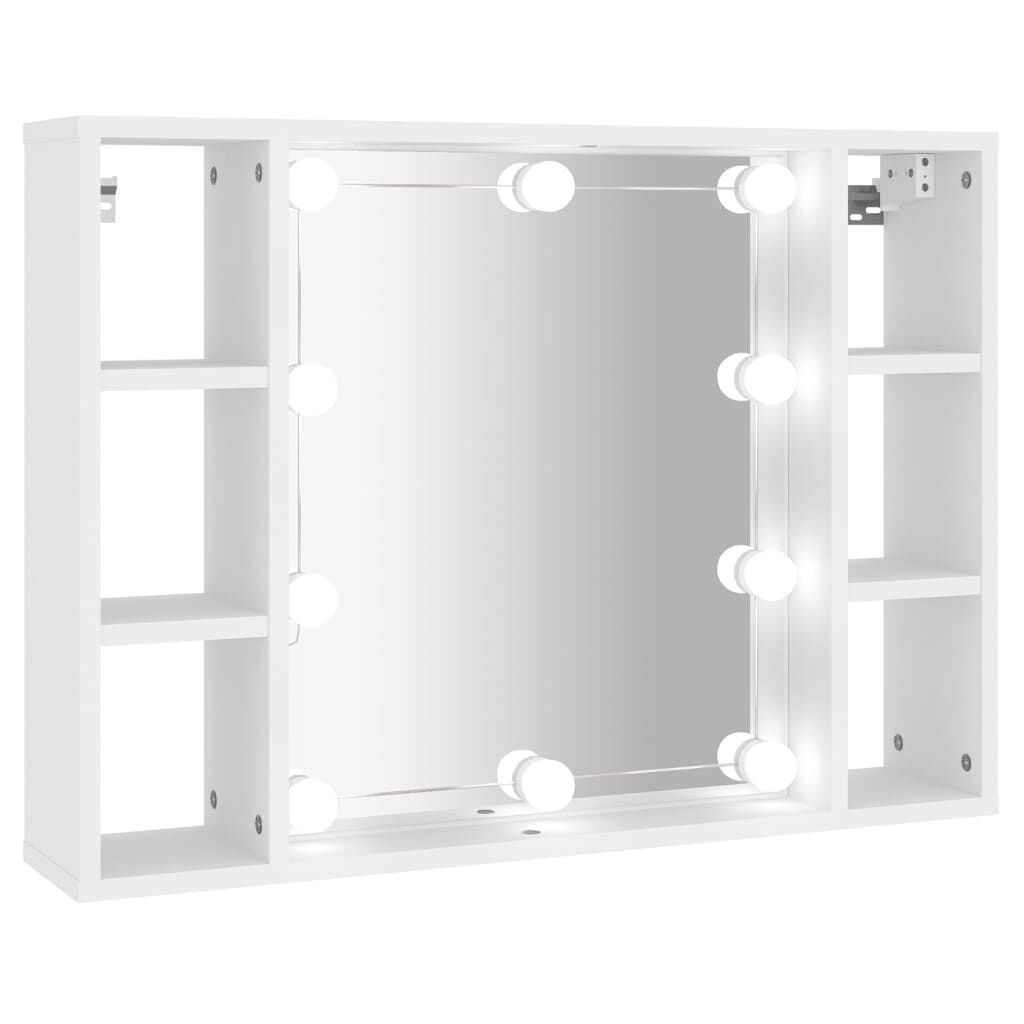 vidaXL Έπιπλο Καθρέπτη με LED Λευκό 76 x 15 x 55 εκ.