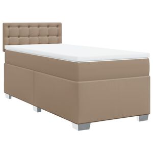 vidaXL Κρεβάτι Boxspring με Στρώμα Καπουτσίνο 90x190εκ.από Συνθ. Δέρμα