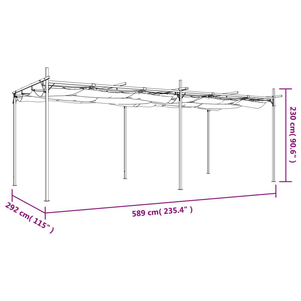 vidaXL Πέργκολα με Πτυσσόμενη Οροφή Taupe 589 x 292 x 230 εκ.