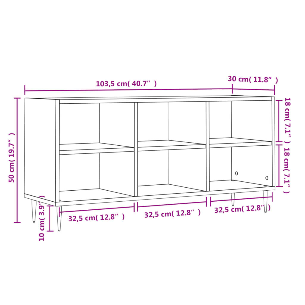 vidaXL Έπιπλο Τηλεόρασης Γκρι Σκυροδέματος 103,5x30x50 εκ. Επεξ. Ξύλο
