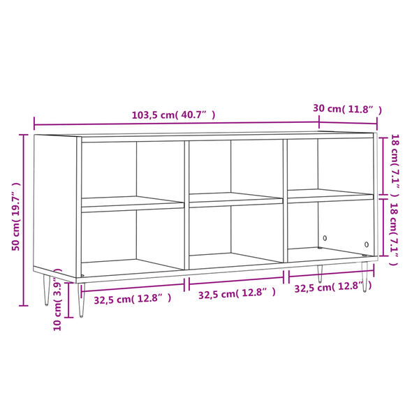 vidaXL Έπιπλο Τηλεόρασης Γκρι Σκυροδέματος 103,5x30x50 εκ. Επεξ. Ξύλο