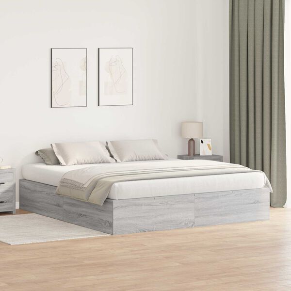 vidaXL Κρεβάτι αποθήκευσης γκρι Sonoma 180x200 εκ.