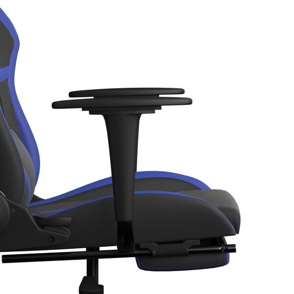 vidaXL Καρέκλα Gaming Μασάζ Υποπόδιο Μαύρο/μπλε από Συνθετικό Δέρμα