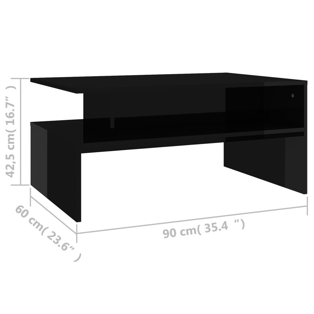vidaXL Τραπεζάκι Σαλονιού Γυαλιστερό Μαύρο 90x60x42,5 εκ. Μοριοσανίδα
