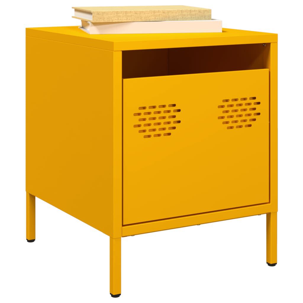 vidaXL Κομοδίνο Μουσταρδί 35x39x43,5 εκ. από Χάλυβα