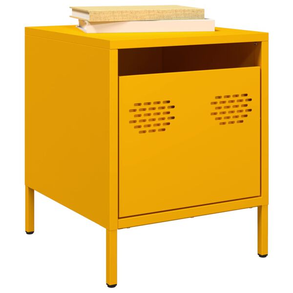 vidaXL Κομοδίνο Μουσταρδί 35x39x43,5 εκ. από Χάλυβα