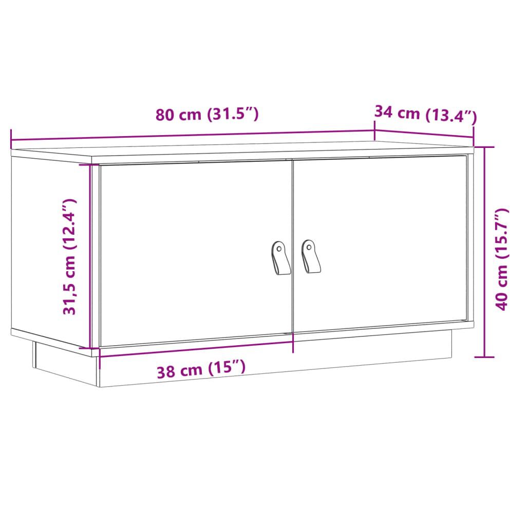 vidaXL Έπιπλο Τηλεόρασης Μαύρο 80 x 34 x 40 εκ. από Μασίφ Ξύλο Πεύκου