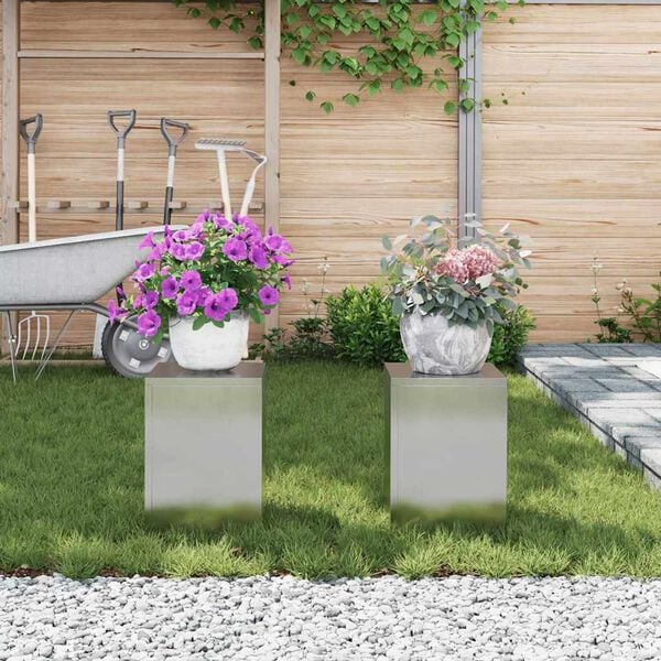 vidaXL Στήριξη φυτών 2 pcs Ασημί 24 x 24 x 35 εκ. Ανοξείδωτο ατσάλι