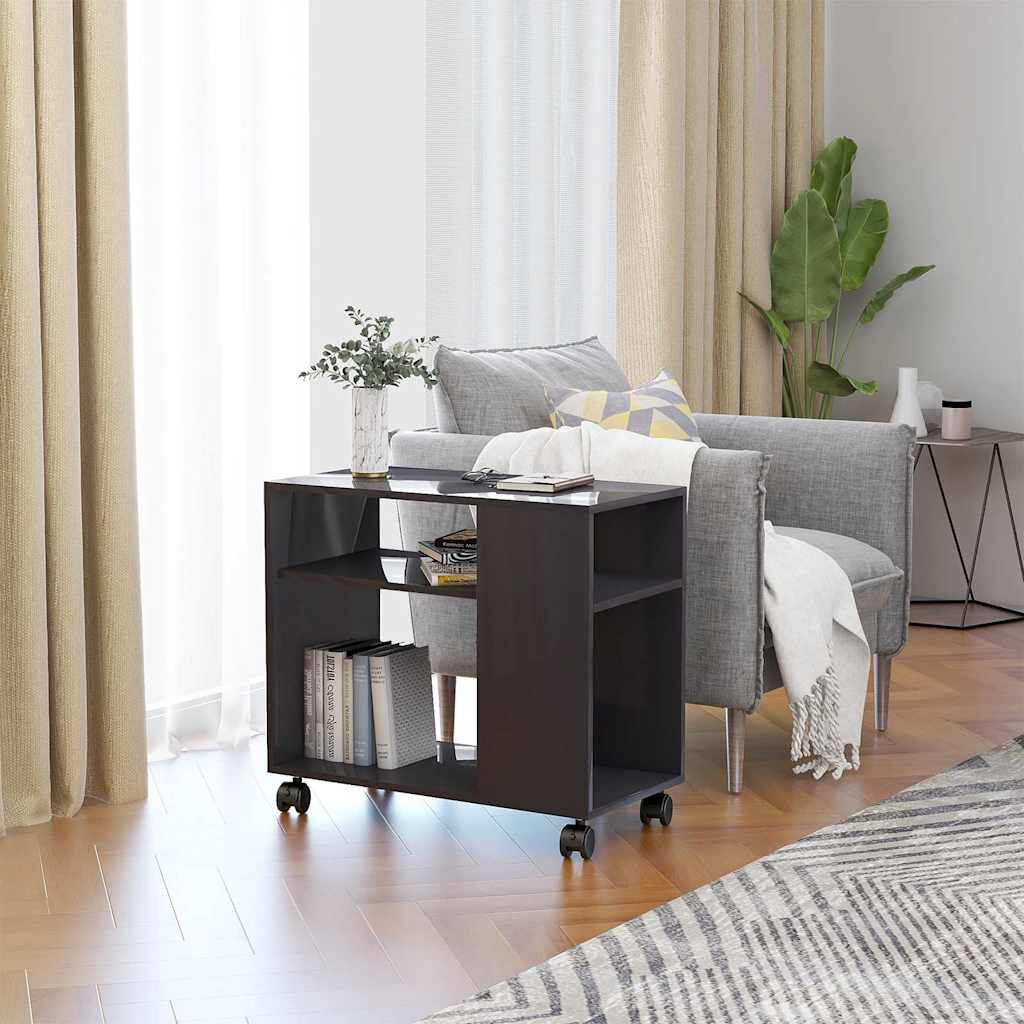 vidaXL Τραπέζι Βοηθητικό Γυαλιστ. Γκρι 70x35x55 εκ. Επεξεργασμένο Ξύλο