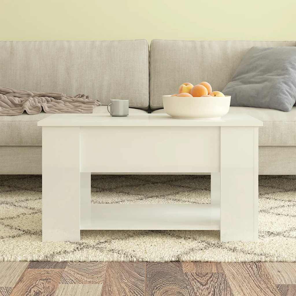 vidaXL Τραπεζάκι Σαλονιού Γυαλ. Λευκό 79x49x41 εκ. Επεξεργασμένο Ξύλο