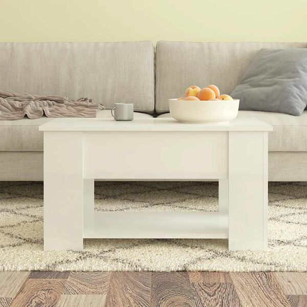 vidaXL Τραπεζάκι Σαλονιού Γυαλ. Λευκό 79x49x41 εκ. Επεξεργασμένο Ξύλο