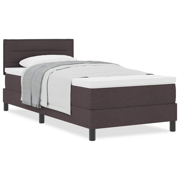 vidaXL Κρεβάτι box spring με στρώμα Σκούρο Καφέ 80 x 200 cm ύφασμα