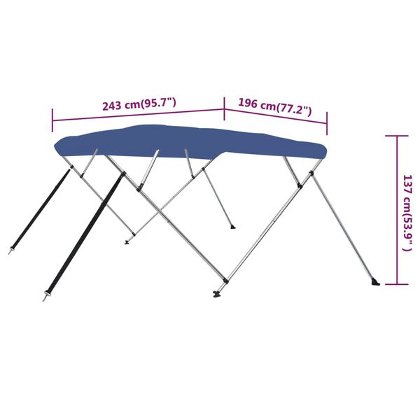 vidaXL Τέντα Σκάφους με 4 Αψίδες Μπλε 243 x 196 x 137 εκ.