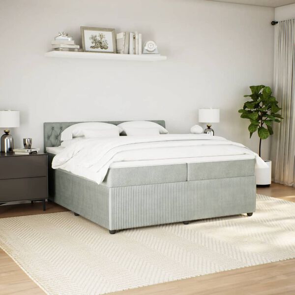 vidaXL &Kappa;&rho;&epsilon;&beta;ά&tau;&iota; Boxspring &mu;&epsilon; &Sigma;&tau;&rho;ώ&mu;&alpha; &Alpha;&nu;&omicron;&iota;&chi;&tau;ό &Gamma;&kappa;&rho;&iota; 200x200 &epsilon;&kappa;. &Beta;&epsilon;&lambda;&omicron;ύ&delta;&iota;&nu;&omicron;