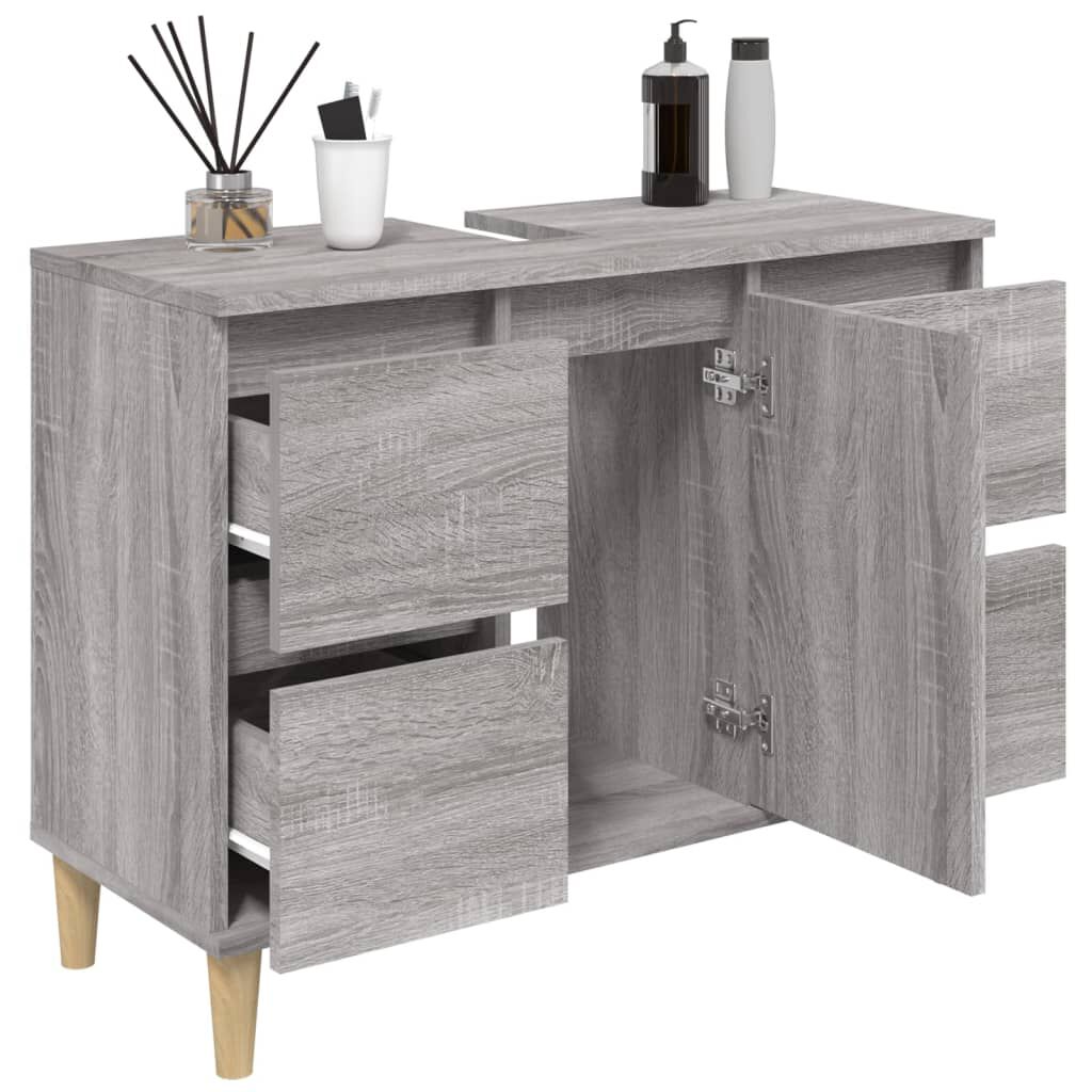 vidaXL Ντουλάπι Νιπτήρα Γκρι Sonoma 80 x 33 x 60εκ. Επεξεργασμένο Ξύλο