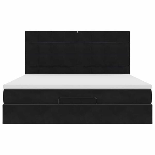vidaXL Οθωμανικό κρεβάτι με στρώματα Μαύρο 160x200cm Velvet