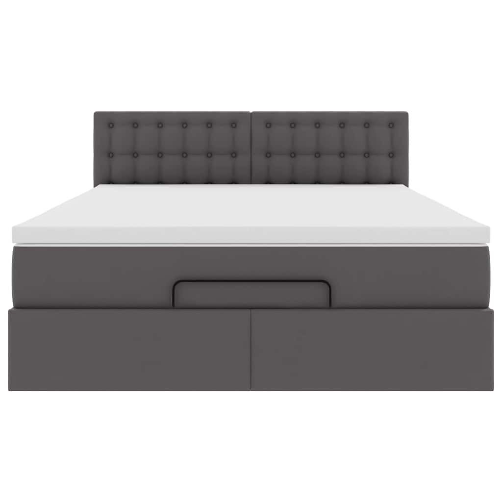 vidaXL Οθωμανικό κρεβάτι με στρώμα Γκρι 140x190cm Faux Leather