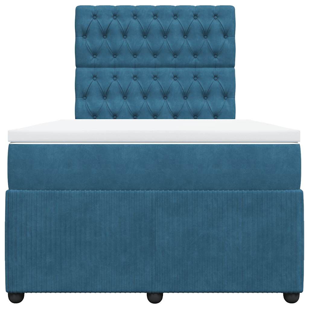vidaXL Κρεβάτι Boxspring με Στρώμα Σκούρο Μπλε 120x200 εκ. Βελούδινο