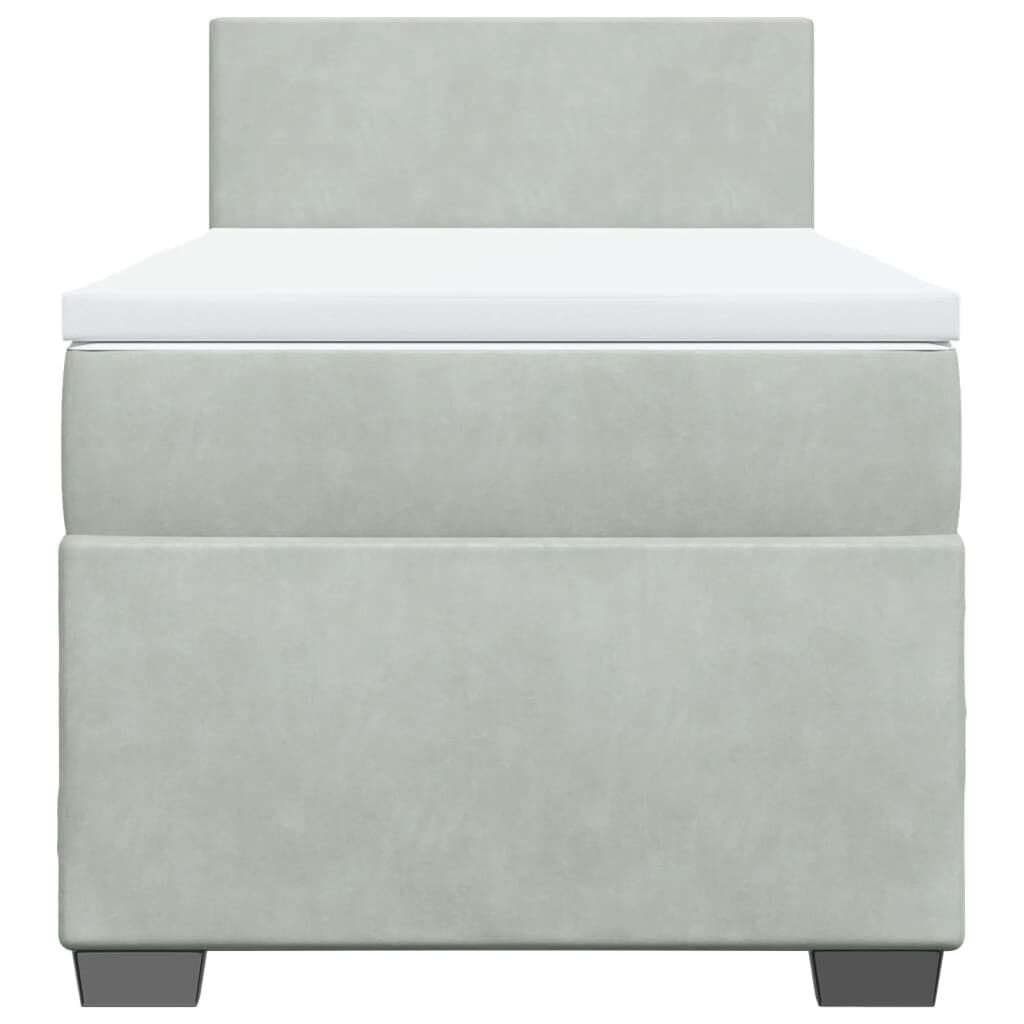vidaXL Κρεβάτι Boxspring με Στρώμα Ανοιχτό Γκρι 100x200 εκ. Βελούδινο