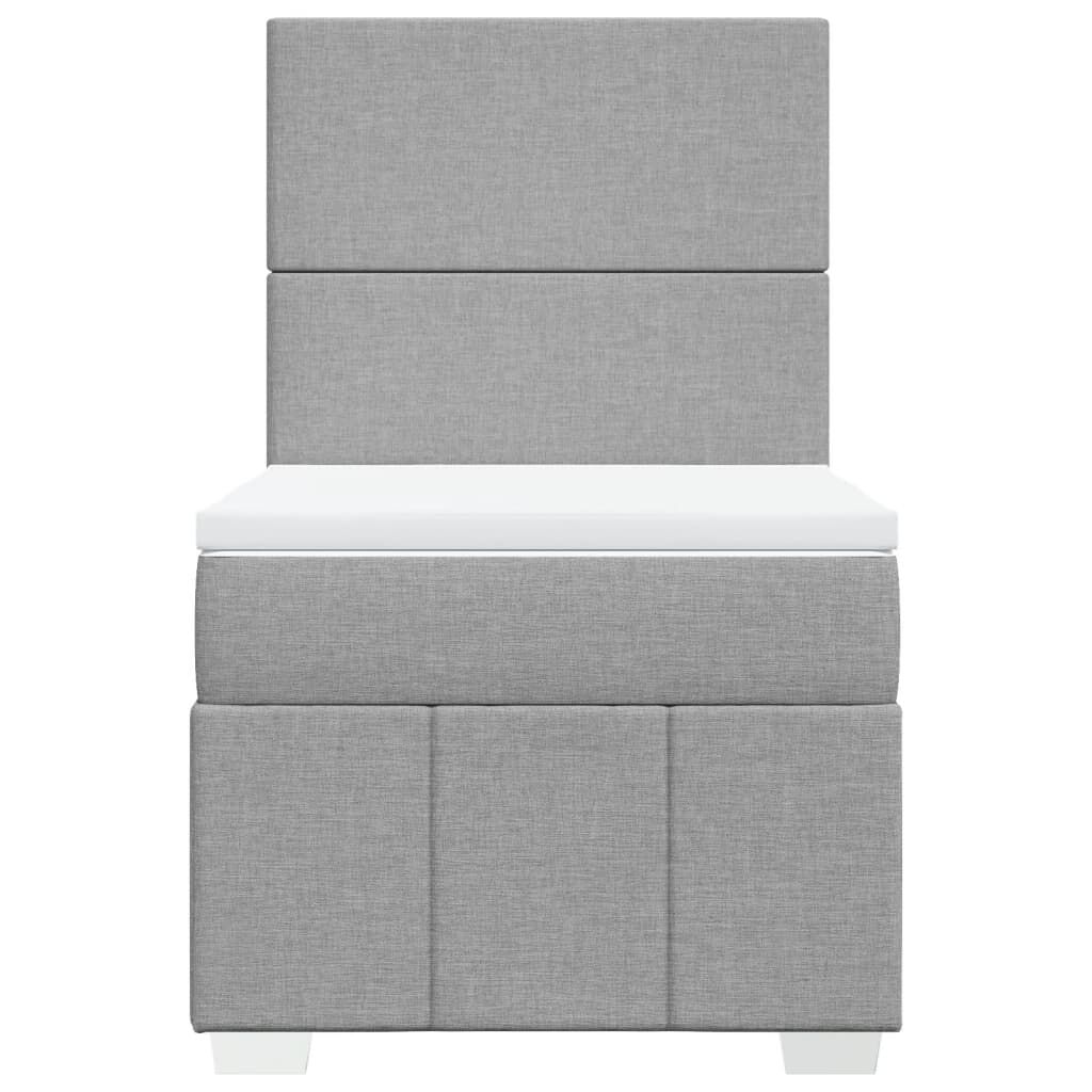 vidaXL Κρεβάτι Boxspring με Στρώμα Ανοιχτό Γκρι 100x200 εκ. Υφασμάτινο