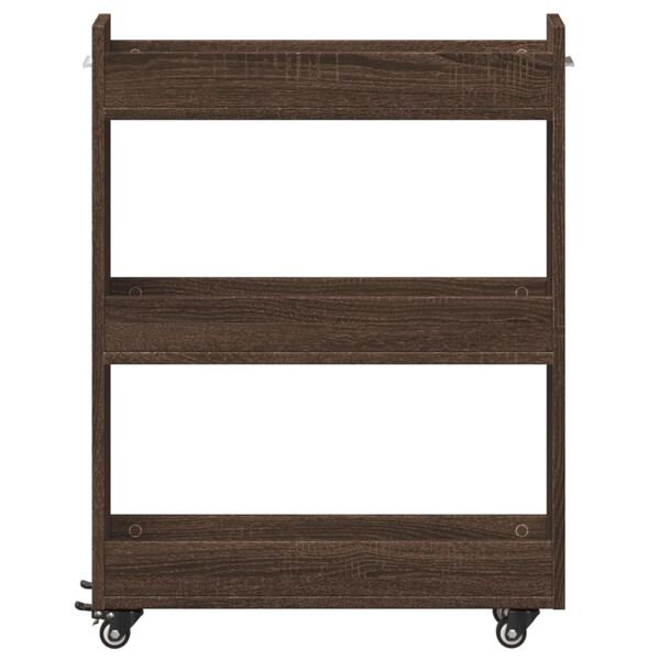 vidaXL Έπιπλο με Ρόδες Καφέ Δρυς 60x22x79 εκ. Επεξεργασμένο Ξύλο