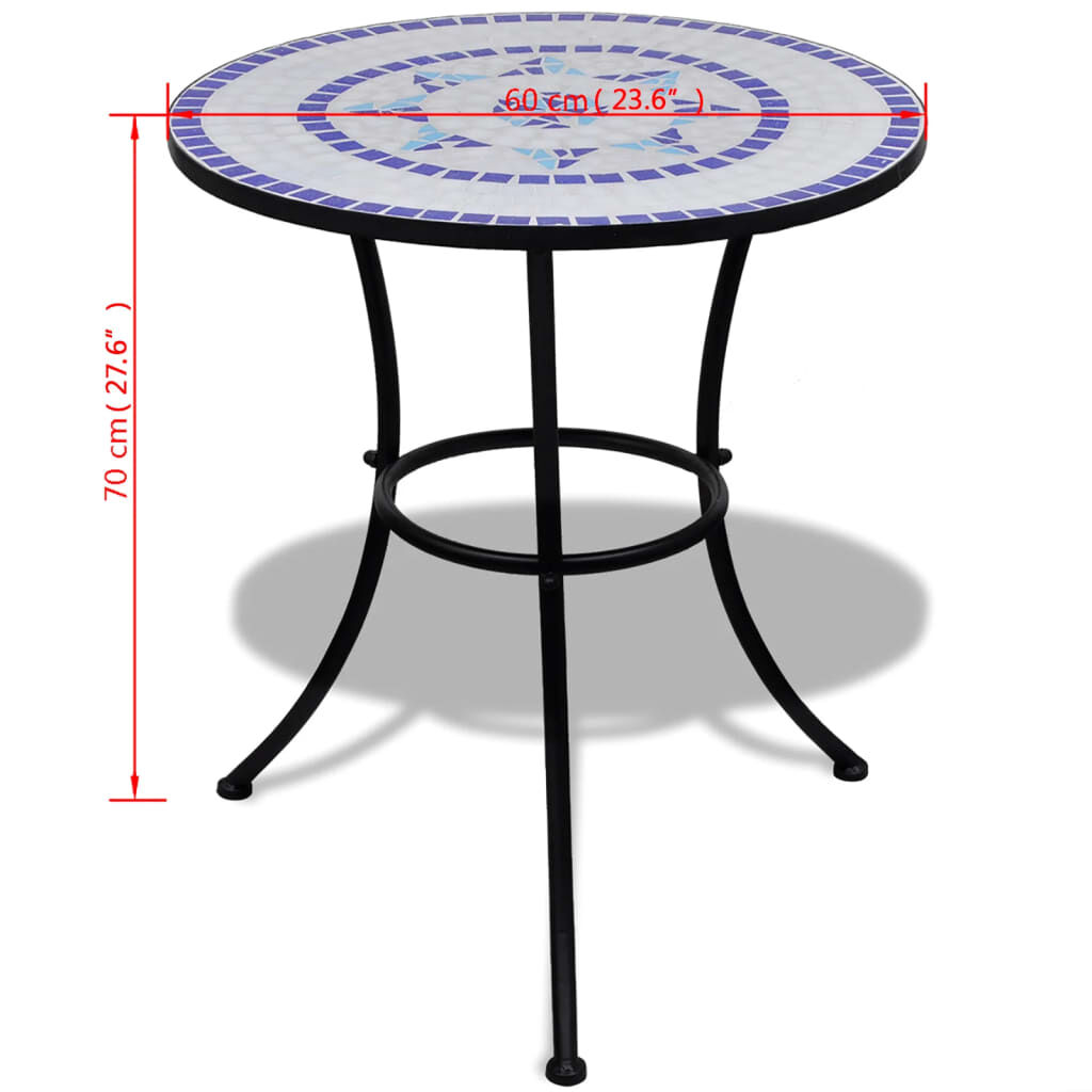 vidaXL Τραπέζι Bistro «Μωσαϊκό» Μπλε / Λευκό 60 εκ.