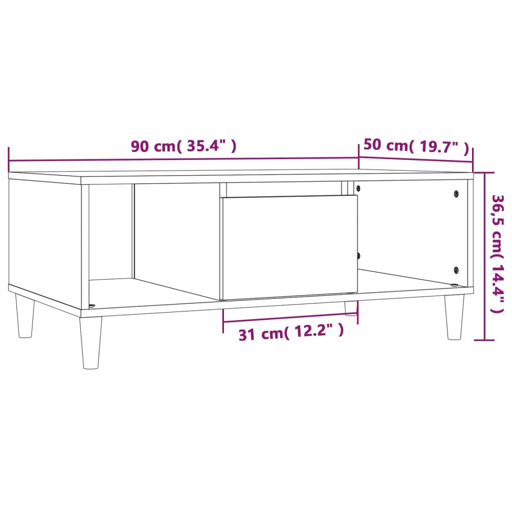 vidaXL Τραπεζάκι Σαλονιού Γκρι Σκυρ. 90x50x36,5 εκ. Επεξεργ. Ξύλο