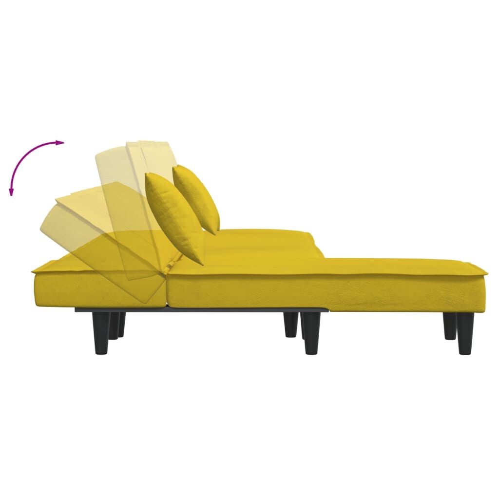 vidaXL Καναπές Κρεβάτι Γωνιακός Κίτρινος 255 x 140 x 70 εκ. Βελούδινος