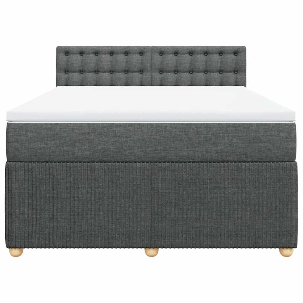 vidaXL Κρεβάτι Boxspring με Στρώμα Σκούρο Γκρι 140x190 εκ. Υφασμάτινο