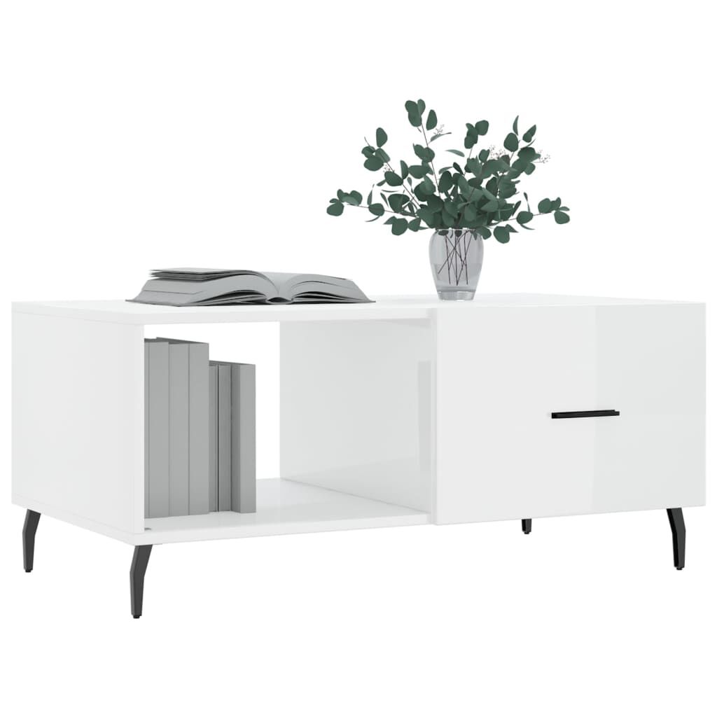 vidaXL Τραπεζάκι Σαλονιού Γυαλ. Λευκό 90x50x40 εκ. Επεξεργ. Ξύλο