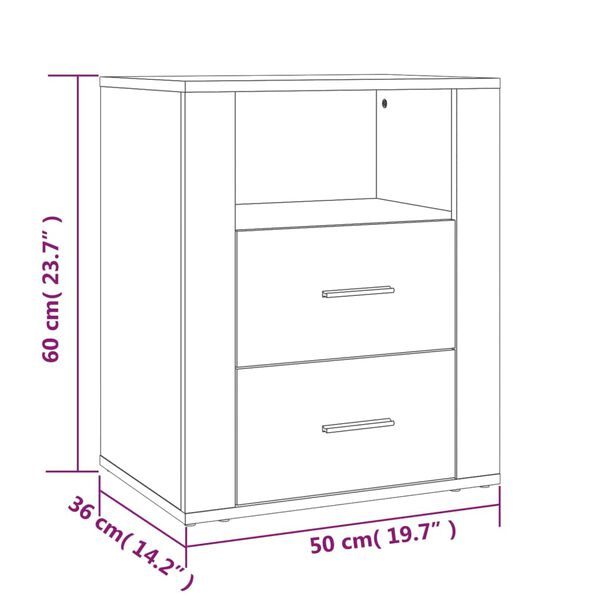 vidaXL Κομοδίνο Λευκό 50 x 36 x 60 εκ. από Επεξεργασμένο Ξύλο